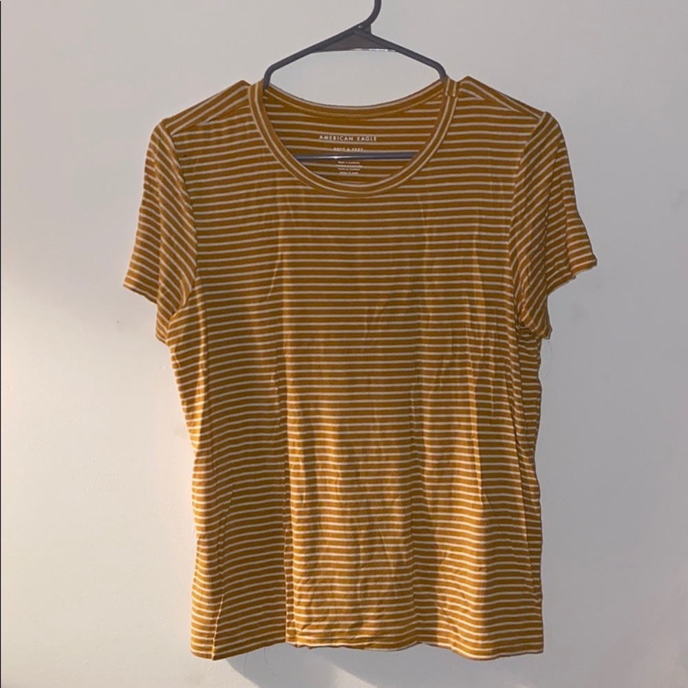 yellow and white striped t-shirt
